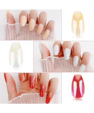 Flofia 240 PTH Ballerina Metallic Shiny False Nails Long Press-On Nail Art Tips for Stunning DIY Designs - Buy Online on GoSupps.com