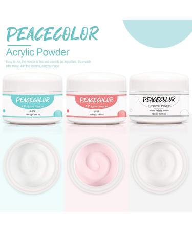 PEACECOLOR Acrylic Nail Kit with Nail Lamp White Pink Clear Acrylic Powder and Liquid UV Builder Nail Gel Base and Top Coat 48Pcs Glitter Powder Sequins Acrylic Nails Supplies AC-22 - Buy Online on GoSupps.com