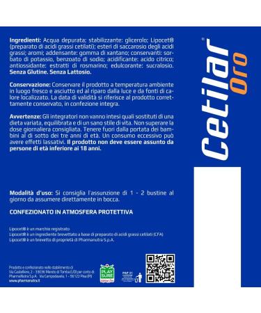  PHARMANUTRA Cetilar Gold Lipocet-based food supplement mixture of cetyl esters (CFA) 20 sachets Pharmanutra - Buy Online on GoSupps.com