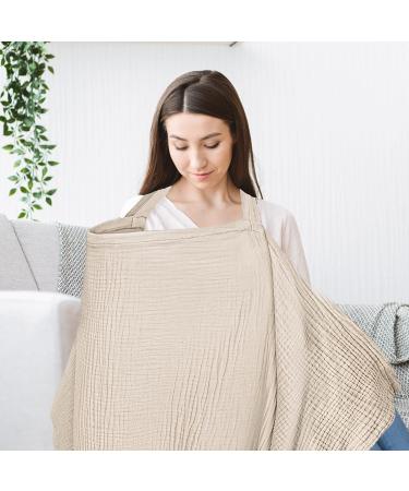 Multifunctional Khaki Cutting Cloth & Snacking Apron | Adjustable Cotton Breastfeeding Cover for Moms | Ideal for On-the-Go Use - Buy Online on GoSupps.com
