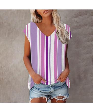 Short Sleeve T Shirts Clothing Woman T-Shirt Casual Black Clothing Top Women's Floral Pattern for Women Crop Tops Shirt Shirts Top Women's Summer Tank Top 2-purple L - Buy Online on GoSupps.com