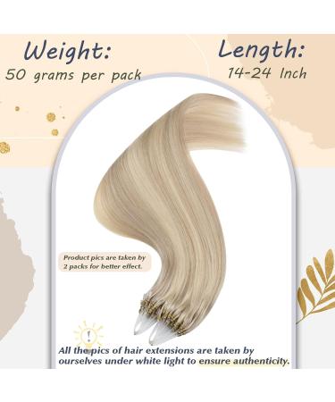 Ugeat 40cm Remy Hair Extensions - Ash Blonde Highlight Microring #18/613 - 50g Micro Loop Extensions - Buy Online on GoSupps.com