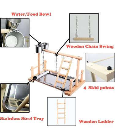 Parrots Playground Gym with Ladder Swings & Feeding Cups - For Parakeets, African Grey, Conures, Cockatiels - Cage Accessories & Toys - Buy Online on GoSupps.com