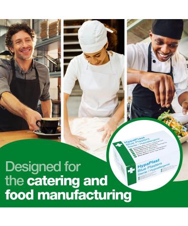 Buy HypaPlast Blue Catering Plasters (100 Pack) - Sterile Hypoallergenic & Visually Detectable for International Shipping - Buy Online on GoSupps.com