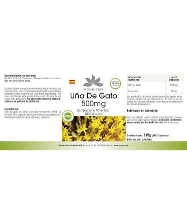 WARNKE VITAL SUBSTANCES Cats claw Capsules 500mg U a The Gato Caps claw 180 Capuls vegan HERBADIRE RECKTY by Warnke Valthys German pharmacists qualitia - Buy Online on GoSupps.com