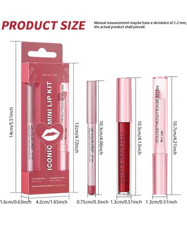  Generisch Set of 3 matte liquid lipsticks lip balm and lip pencil pink tinted moisturizing lip balm collagen lip gloss for dry lips waterproof (coffee) - Buy Online on GoSupps.com