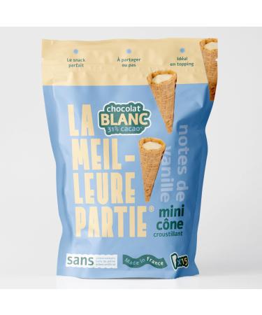 The Best Part® - Mini Crispy Cone Filled with White Chocolate 31% Cacao | Sustainable Cocoa and Palm Oil Free | Made In France