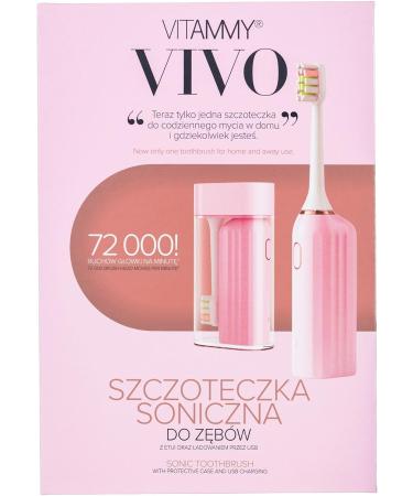 VITAMMY VIVO Sonic Toothbrush with Case (Pink) - 72 000 Movements 3 Brushes Ideal for Travel - Buy Online on GoSupps.com