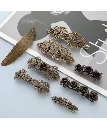 Baring 8 Pcs Vintage Metal Hair Barrettes Vintage Bronze Hair Clips Retro French Barrette Women Hair Clips Retro for Women Girls Gift - Buy Online on GoSupps.com
