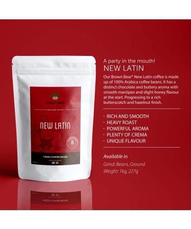 Brown Bear New Latin Blend Dark Roast Ground Coffee 227g - Strength 5 - For French Press, Cafetiere, Filter, Drip, V60, Aeropress - Supports Free The Bears - 1 Pack - Buy Online on GoSupps.com