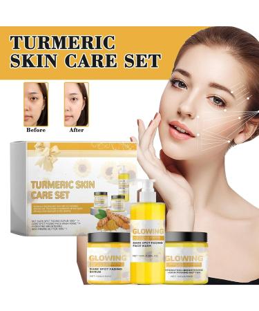 Turmeric Glow Combo Glow Turmeric Skin Care Set with Turmeric Face Wash Turmeric Glow Scrub Turmeric Face Cream for Deep Cleaning Brightens and Firms Skin Helps to Reduce Acne and Dark Spots - Buy Online on GoSupps.com