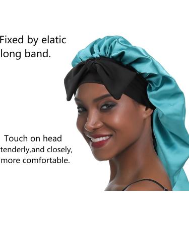 Shop Sengterm Long Satin Hair Hood - Adjustable Silky Sleep Cap for Women | Extra Big for Long Curls - L/XL - Green - Buy Online on GoSupps.com