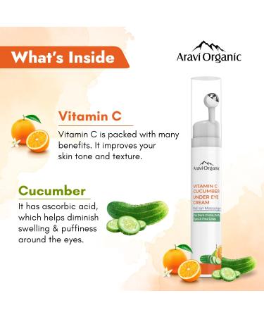 Vitamin C Under Eye Cream Reduce Dark Circles Wrinkles & Fine Lines | Cooling Gel with Cucumber & Hyaluronic Acid | 0.5 FL Oz Men & Women - Buy Online on GoSupps.com