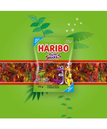 Haribo Twin Snakes Sweet & Sour Gummy Candy 6 Fruity Flavours No Artificial Colours - Pack of 12 Box (175g) - Buy Online on GoSupps.com
