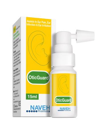 NAVEH PHARMA Otic Guard Natural Ear Spray 3 in 1 Herbal-Oil Blend for Ear Infections & Pain Itchy Ears Ear Wax Removal Kit Softener for Clogged Ear Relief and Swimmer s Ear (15 ml) 15 ml (Pack of 1)