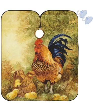 visesunny Barber Cape Vintage Style Rooster Chicken Polyester Hair Cutting Salon Cape Apron Anti-Static Haircut Water-Resistant Shaving Cloth Beard Shaving Bib Hairdressing Cape Multi9 Large