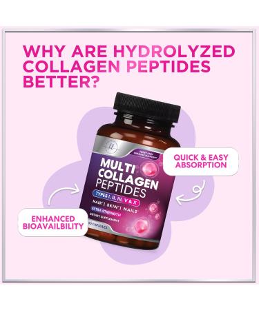 Multi Collagen Supplement 2400 mg - Types I II III V & X Multi Collagen Peptides Pills for Women & Men Hydrolyzed Collagen Supplements Hair Skin Nail & Joint Support Supplement 60 Capsules 60 Count (Pack of 1) - Buy Online on GoSupps.com