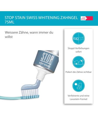 Noble+ White Stop Stain Swiss Whitening Tooth Gel 75ml | Polishing Gel for Bright White Teeth | Fluoride-Free Tooth Cleaning Formula with Lava Stone - Buy Online on GoSupps.com