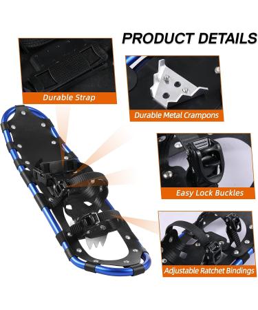Lixada 23-Inch Lightweight Aluminum Alloy Snowshoes with Adjustable Bindings, Trekking Poles, and Carrying Bag - Blue - Buy Online on GoSupps.com