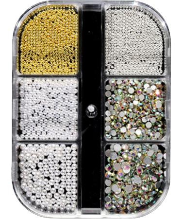 6 Grids Flower Nail Parts Decoration Mixed Steel Beads Gems Charms Floral Steel Beads Manicure Decoration Accessories Flower Nail Charms for Women - Buy Online on GoSupps.com