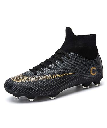 LIAOCXF Mens Football Boots Cleats Professional Spikes Soccer Shoes Competition/Training Boy's Sneakers 9.5 Black