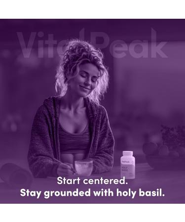 Vital Peak Holy Basil 500 mg - Mood & Relaxation Support - Tulsi Supplements for Women & Men - Vegan Gluten Free Dairy Free Soy Free Non-GMO - 30 Capsules - Buy Online on GoSupps.com