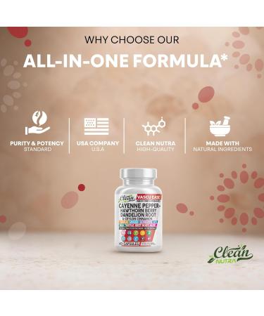 Clean Nutra Cayenne Pepper Capsules Supplement with Hawthorn Berry Dandelion Root Ceylon Cinnamon Garlic Ginger Berberine Apple Cider Vinegar Milk Thistle Beet Root Aloe Vera Pills & More - Buy Online on GoSupps.com