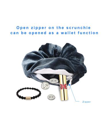 Velvet Hair Pocket Scrunchies with Hidden Zipper - 4 Mixed Pack | Elastic Hair Accessories for Women and Girls - Buy Online on GoSupps.com