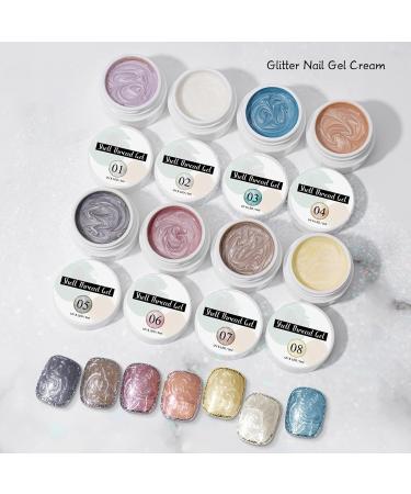 Solid Gel Nail Polish Palette Solid Nail Gel Polish Cream Nail Polish 8 Colors Pearly Shell Grain Nail Art Polish Cream Glitter Gel Polish for Salon and Nail Art DIY At Home - Buy Online on GoSupps.com