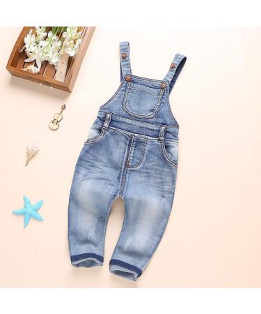 KIDSCOOL SPACE Baby & Little Boys/Girls Ripped Denim Overalls 6-12 Months Light Blue - Buy Online on GoSupps.com