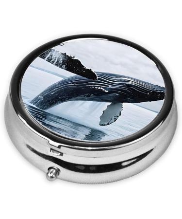 Killer Whale Round Pill Box | 3 Compartment Portable Travel Medicine Organizer | Mini Decorative Pocket Purse for Vitamins & Tablets - Buy Online on GoSupps.com