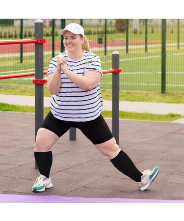 Putuo 7XL Compression Stockings for Thick Calves Thrombosis Support Socks for Men & Women Open Tip Flight & Medical Running Socks Black - Buy Online on GoSupps.com