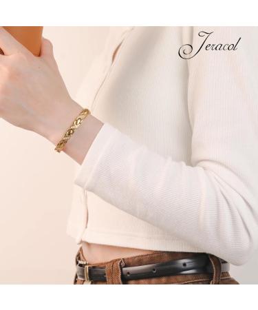 Jeracol Titanium Steel Magnetic Bracelet for Women | Adjustable Length & Crystals Design | Strong Magnets | Includes Sizing Tool | Gold | Jewelry Gift Box - Buy Online on GoSupps.com