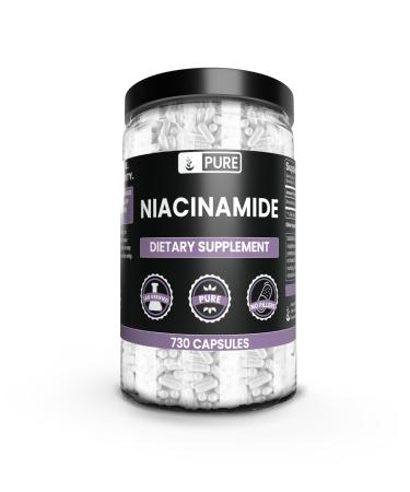 PURE ORIGINAL INGREDIENTS Niacinamide (730 Capsules) No Magnesium Or Rice Fillers Always Pure Lab Verified 730 Count (Pack of 1)