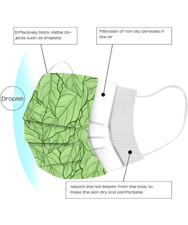 50PC Adults Leaves Pattern 3 Ply Disposable_Face_Mask Breathable Elastic Earloops for Men Women Daliy Use - Buy Online on GoSupps.com