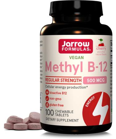 Jarrow Formulas Methyl Folate 400mcg 60 Veggie Capsules and Methyl B-12 500mcg 100 Chewable Tablets Bundle for Cardiovascular Neurologic Cellular Energy and Brain Health Support - Buy Online on GoSupps.com