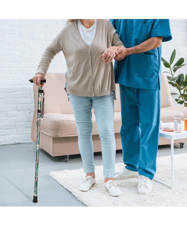 Supregear Folding Walking Stick- Adjustable Lightweight Portable Green Floral Walking Aid for Elderly Men Women - Buy Online on GoSupps.com