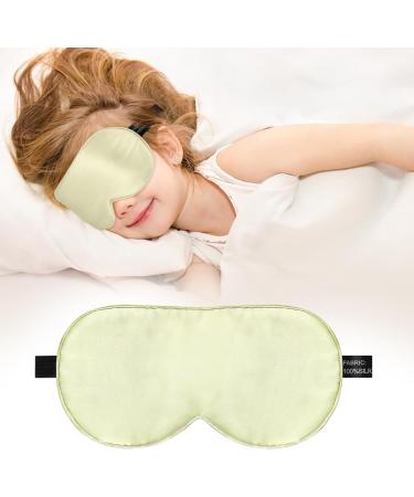 Kids Silk Sleep Mask - 100% Natural Eye Cover with Adjustable Strap for Pressure-Free Comfort - Perfect for Boys Girls & Adults (Light Green - Buy Online on GoSupps.com