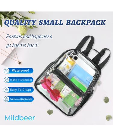 Mildbeer Clear Stadium Approved Mini Backpack, 12x12x6 - Small Transparent Bag for Concerts and Festivals - Black - Buy Online on GoSupps.com