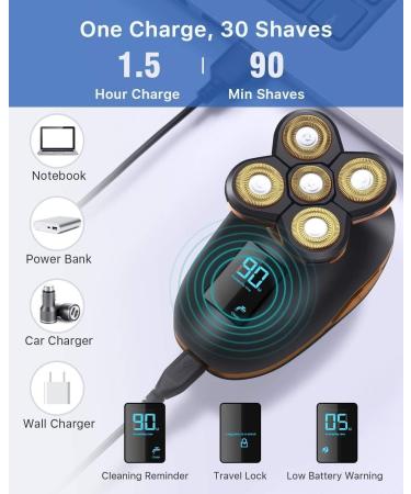5-in-1 Electric Razor for Men | Rechargeable Shaver Hair Clipper Nose & Ear Trimmer Facial Brush - International Shipping Available - Buy Online on GoSupps.com