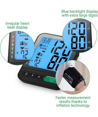 Medisana BU 580 Connect - Upper Arm Blood Pressure Monitor | Bluetooth Memory Function Large Cuff (23-43 cm) Precise Measurement Big Display Traffic Light Scale - Buy Online on GoSupps.com