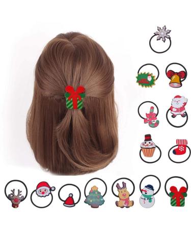 Frcolor 14Pcs Christmas Hair Ties - Santa Claus Elastic Bands & Ponytail Holders for Girls & Women - Buy Online on GoSupps.com