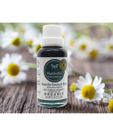 Nativilis Organic German Blue Chamomile Essential Oil - Anti-Inflammatory Soothing Skin Care & Hair Treatment for Lice & Dandruff - Natural Chamazulene Aromatherapy Solution - Buy Online on GoSupps.com