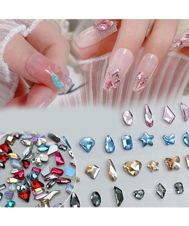 FEIlei 100Pcs Mixed Glass Crystal Hybrid Diamond Rhinestones Nail Art Decorations Drop Rhombus Flatback Stones 3D Gems - Buy Online on GoSupps.com