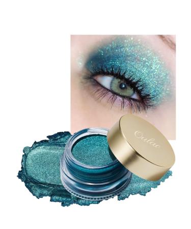 Oulac Teal Eyeshadow Green Glitter Eyeshadow Highly Pigmented Eye Shadow Waterproof & Long Lasting for Women with Moisturizing Formula. Multi-use for Highlighter. Large Capacity 0.42 oz.(14) Unforgettable Night (14)