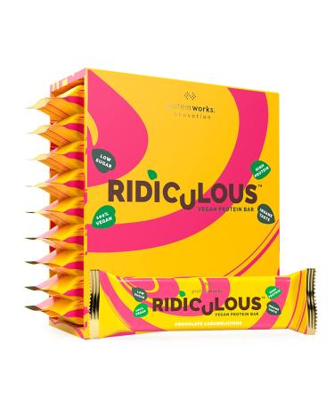 Protein Works - Ridiculous Vegan Protein Bar | Award Winning | 100% Plant Based & Palm Oil Free | High Protein | Chocolate Caramelicious | 9 Bars Chocolate Caramelicious 9 Count (Pack of 1) - Buy Online on GoSupps.com