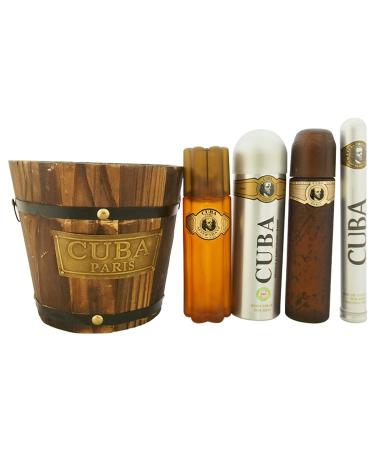 Cuba Gold for Men Gift Set - 3.4oz EDT & 1.17oz Spray, 6.7oz Deodorant, 3.3oz Aftershave - Complete Fragrance Collection in Bucket - Buy Online on GoSupps.com