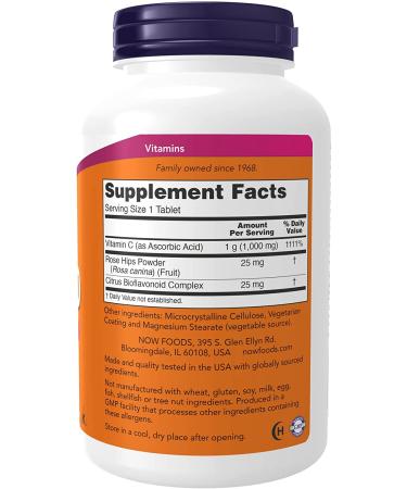 Now Foods C-1000 with Rose Hips & Bioflavonoids - 250 Tablets | Vitamin C Formula - Buy Online on GoSupps.com