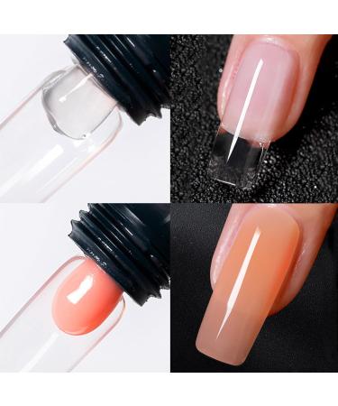DMQ Poly Gel Nail Kit - Clear & Nude Builder Gel Set for Nail Extensions | Starter Kit for Beginners with Form, Brush, and Cuticle Remover - Buy Online on GoSupps.com