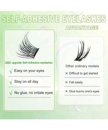 Self Adhesive Eyelashes Kit - 48 Press On Lashes & Tweezer | No Glue DIY Cluster Lashes Lasting 12-15 Hours - 0.07 D Curl 8-14mm Mix (A1-Black - Buy Online on GoSupps.com